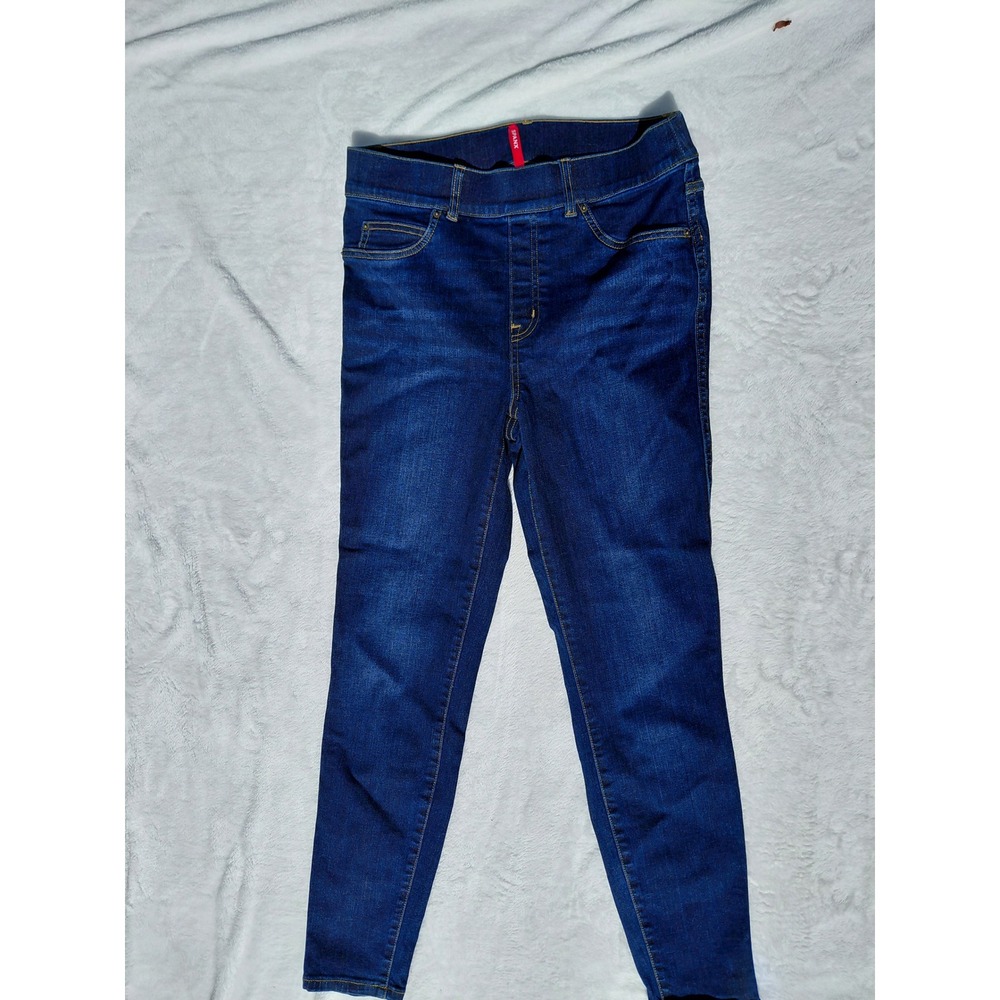 Spanx Jean-ish Ankle Leggings Medium Indigo Blue Pull On Skinny Jeans M
